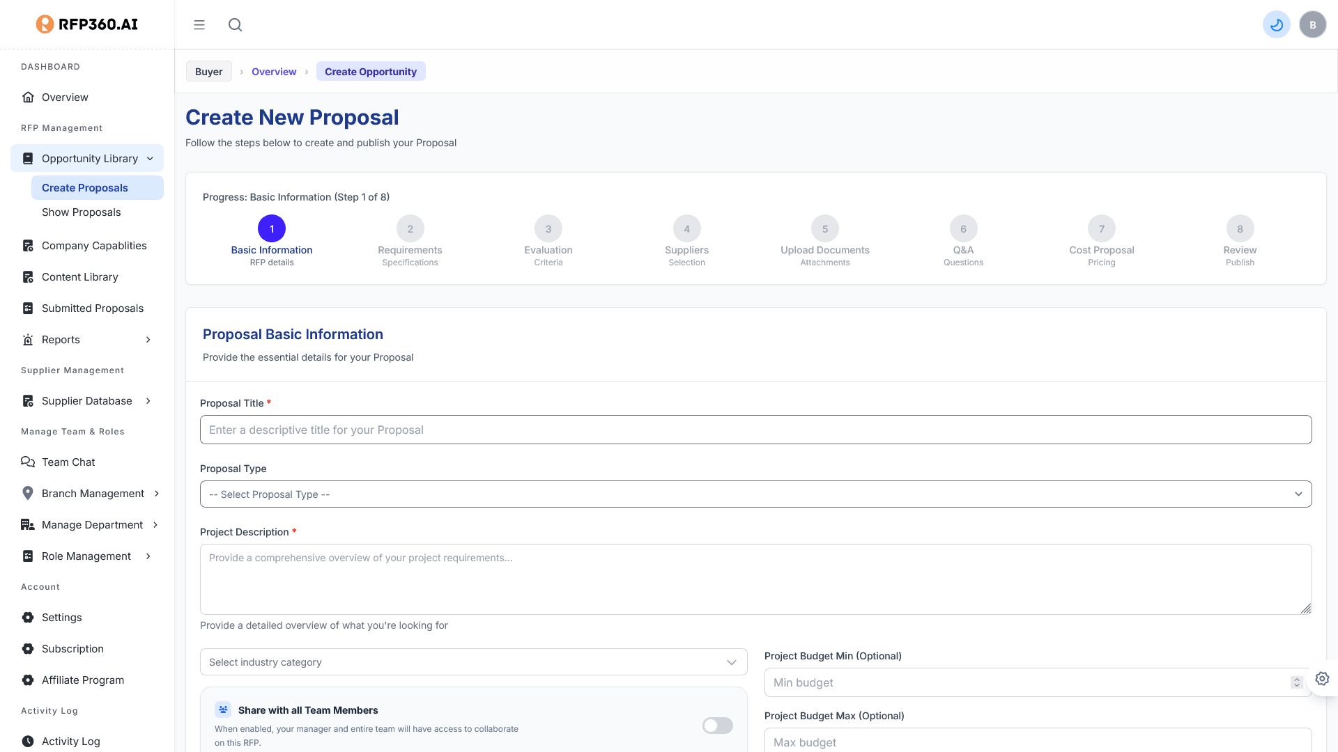Create a proposal buyer-side.
